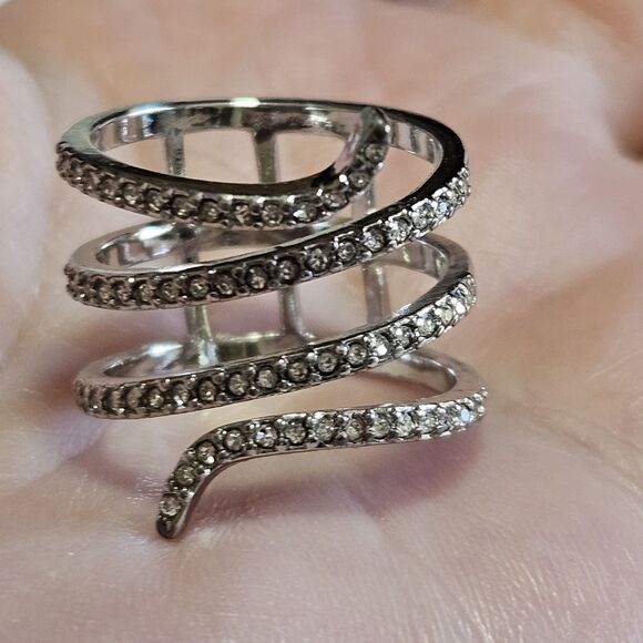 Unbranded Jewelry - Silver Tone Clear Rhinestone Layered Wrap Ring Size 6.75